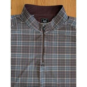 DEOLAX Pullover Mens 3XL Glen Plaid 1/4 Zip Long Sleeve Shirt Pullover Stretch